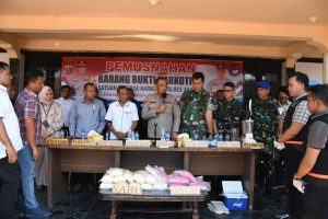 Danlanal TBA Hadiri Pemusnahan Narkotika di Polres Asahan