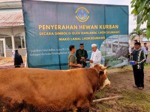 Lanal Lhokseumawe Bagikan Daging Qurban Ke Masyarakat Sekitar