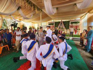 Tim Hasta Pora Lanal Bengkulu Dukung Upacara Pagar Kehormatan Militer Khas TNI AL