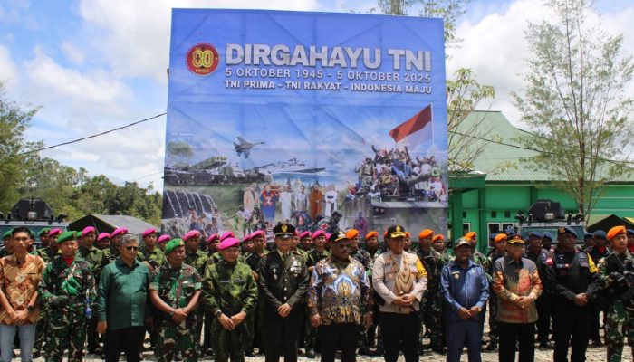 Kodim 1715/Yahukimo dan Satgas-Satgas TNI di Wilayah Yahukimo Gelar Upacara HUT Ke-80 TNI